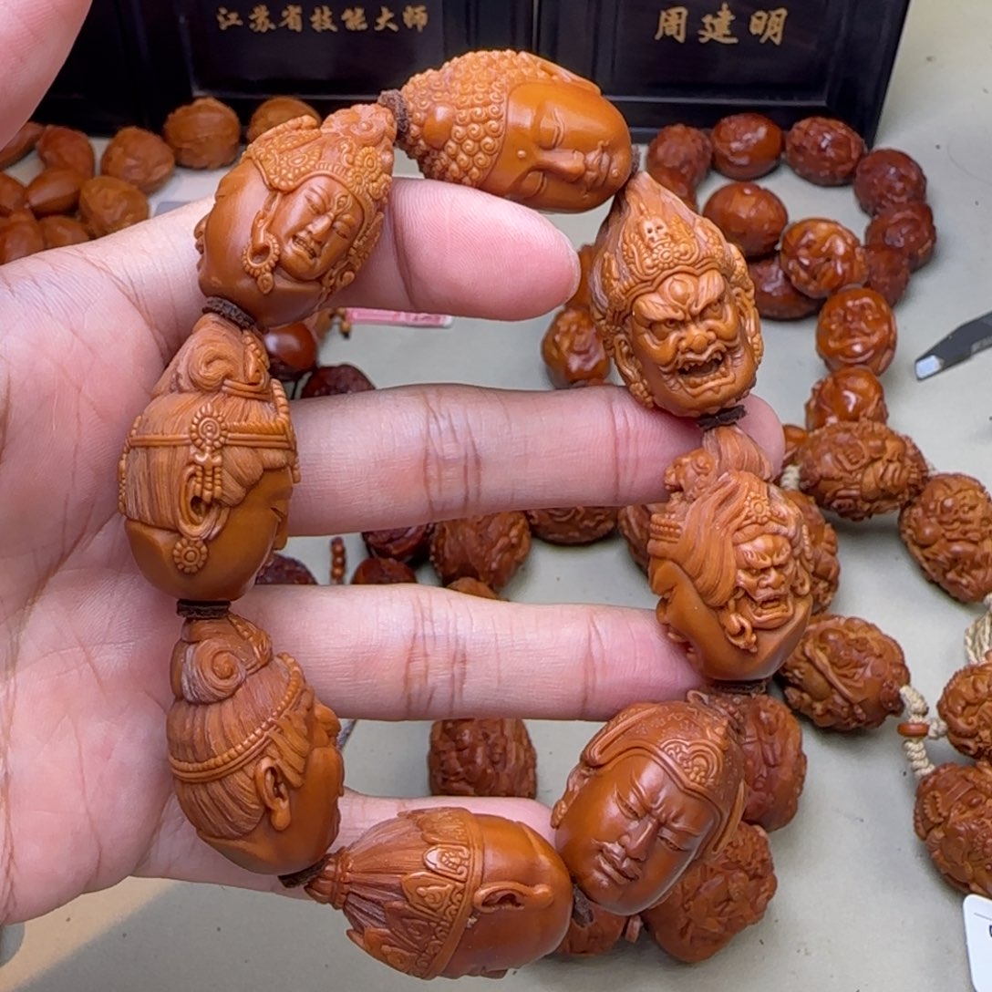 飘***海手串/手链橄榄核纯手工雕刻万佛朝宗