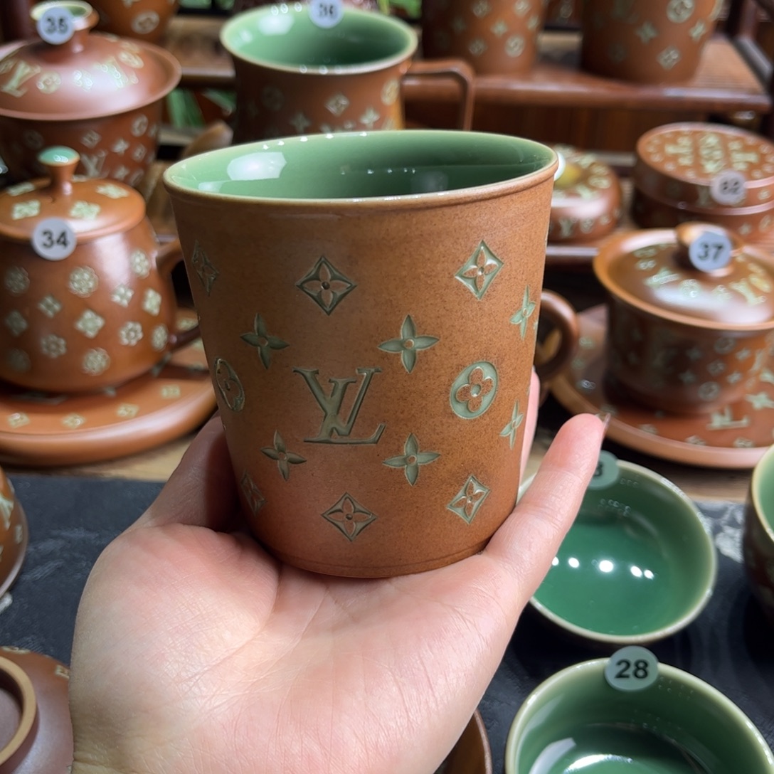 @****草木灰老花咖啡杯 