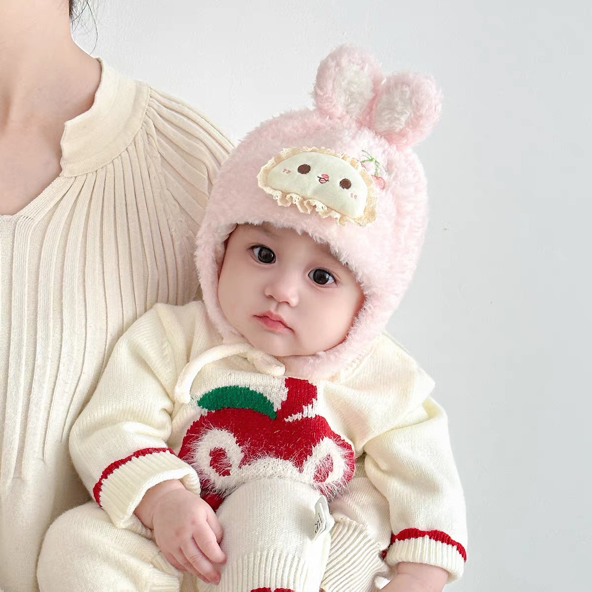 圆顶女女宝无檐可爱套头帽帽子加厚加长檐宝宝休闲风加绒款保暖