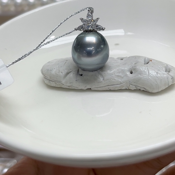 银S925镶嵌吊坠(不含链)海水珍珠13-14mm54号