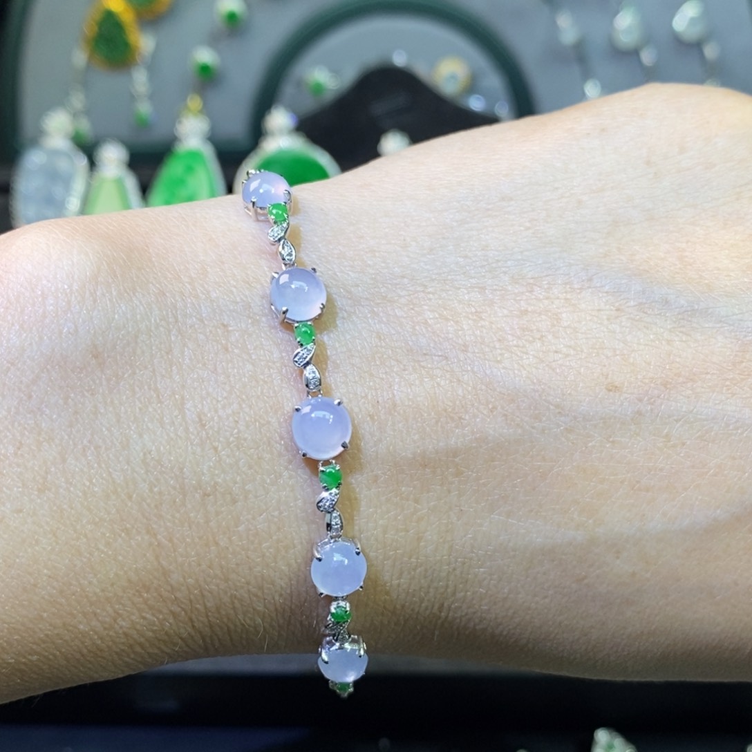 翡翠手链18K金镶嵌手链