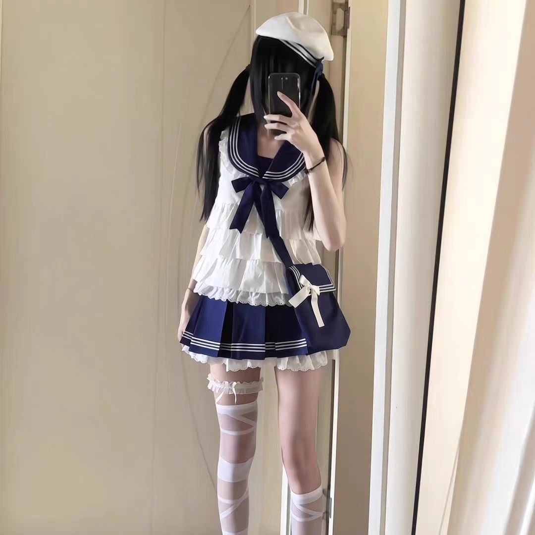 *海盐千层*海军风lolita日常款分体款可爱学院套装夏季jk日系