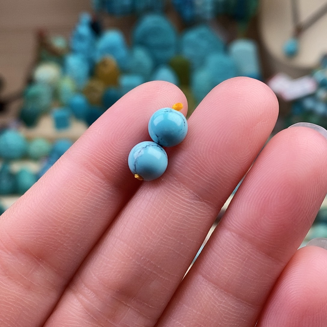 绿松石珠宝奇石未镶嵌6.5mm