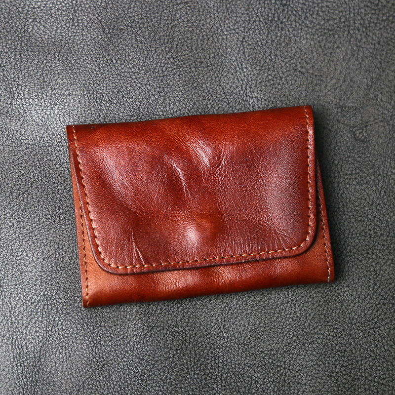 真皮头层牛皮简约短款钱包复古小众驾驶证银行卡零钱便携两折包夹
