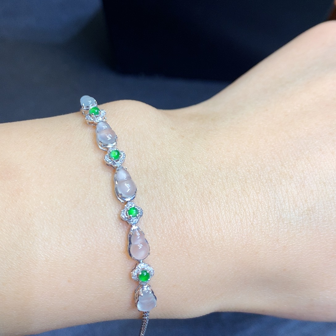 翡翠手链18K金镶嵌手链