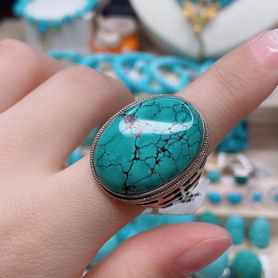 绿松石戒指银S925镶嵌