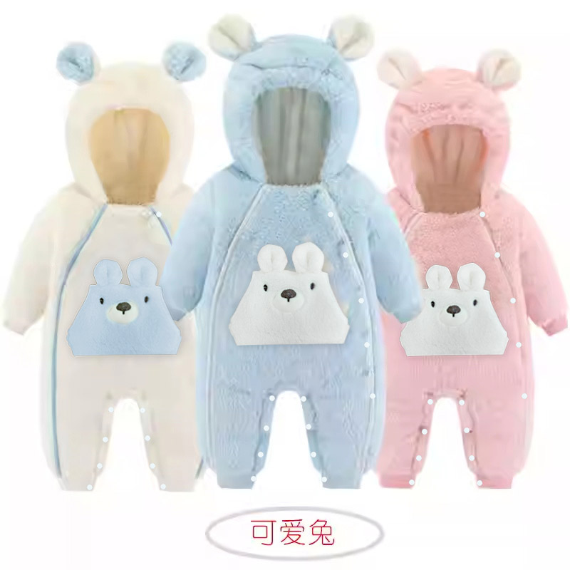新生婴儿衣服秋冬季装连体衣宝宝加厚套装棉衣满月服外出抱衣冬装