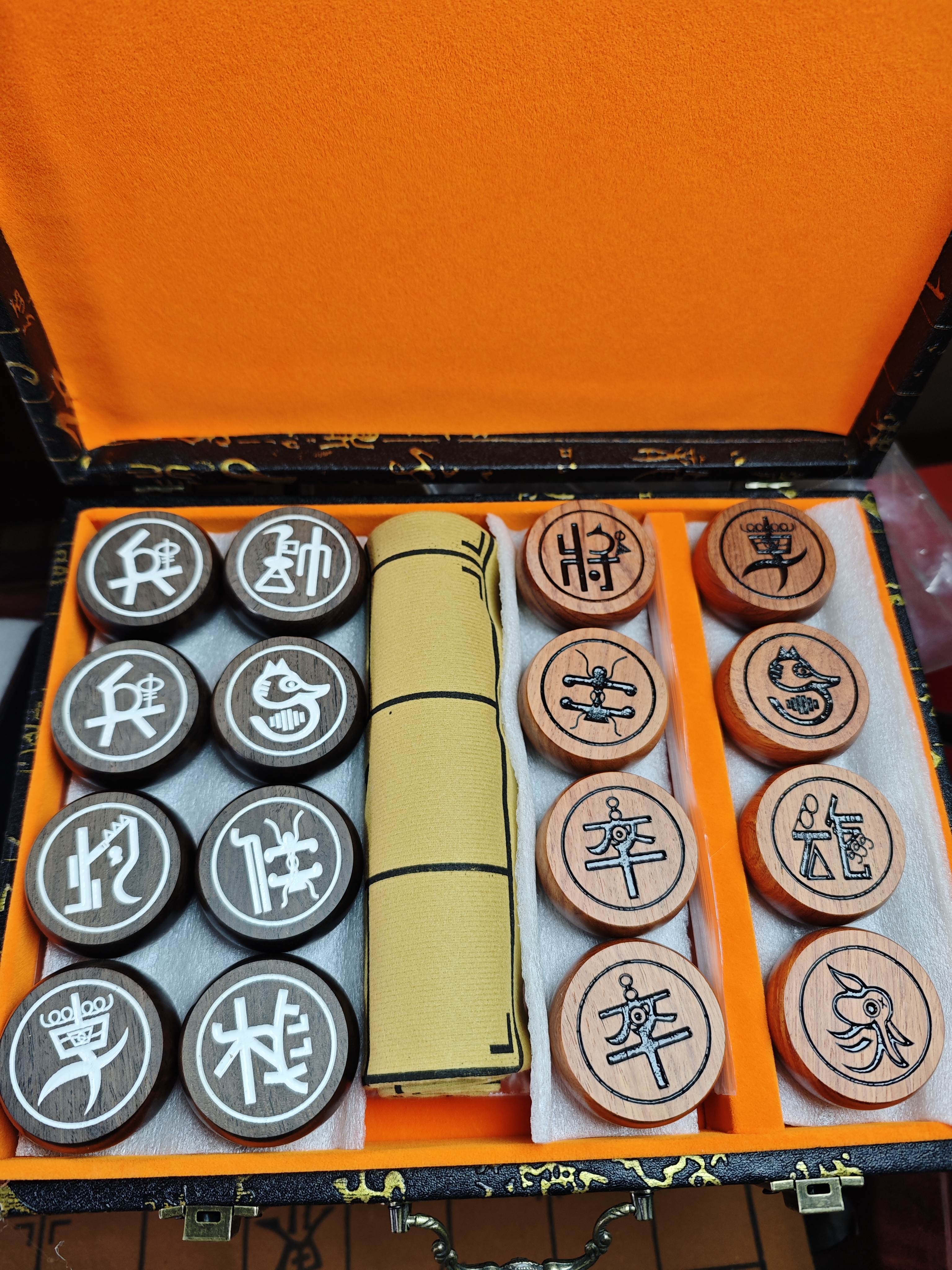 中国象棋黑檀木缅甸花梨双拼