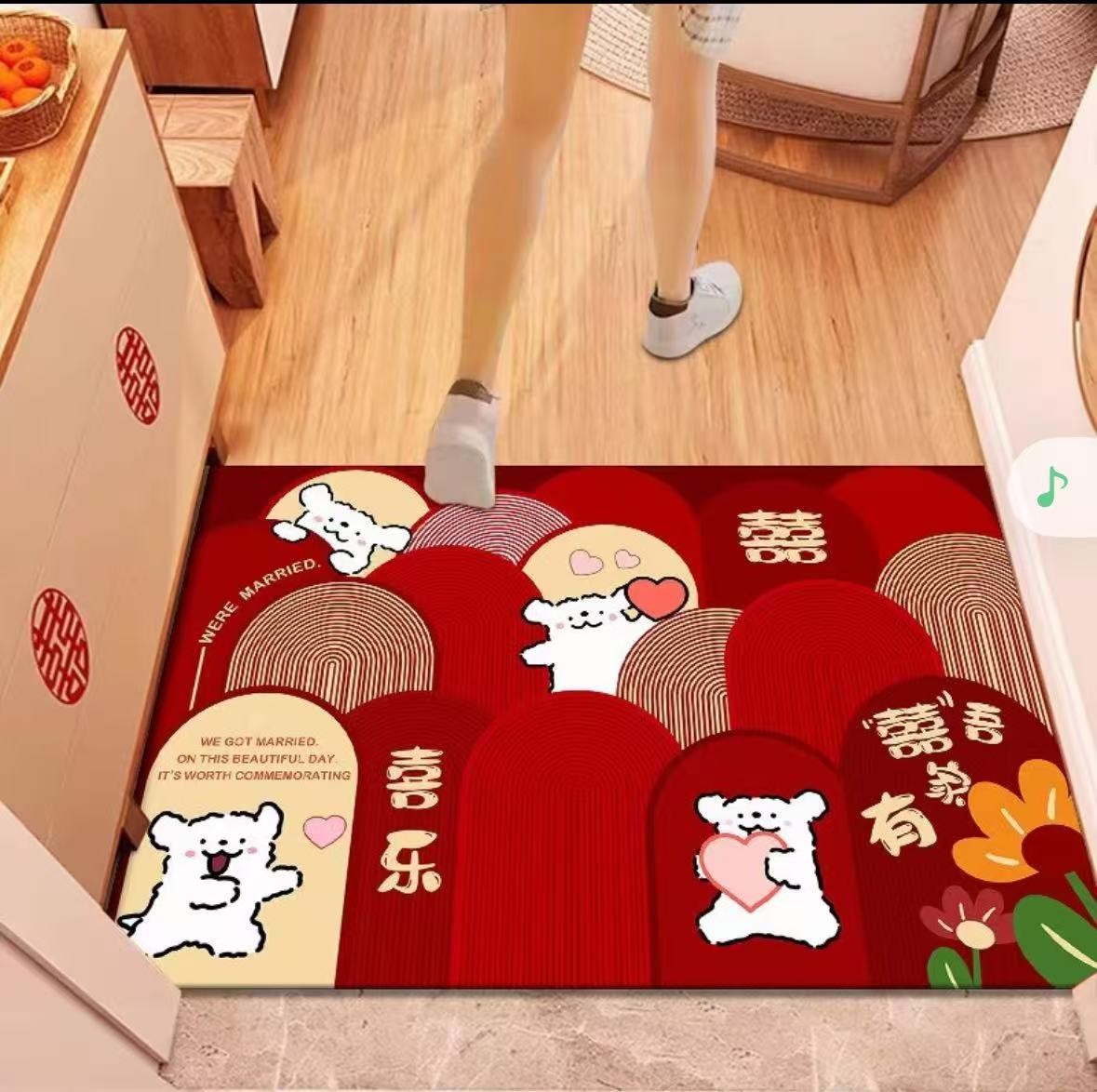 【尺寸：90x120】-F029-金钻绒地毯-入户结婚地毯-实物以直播间为准