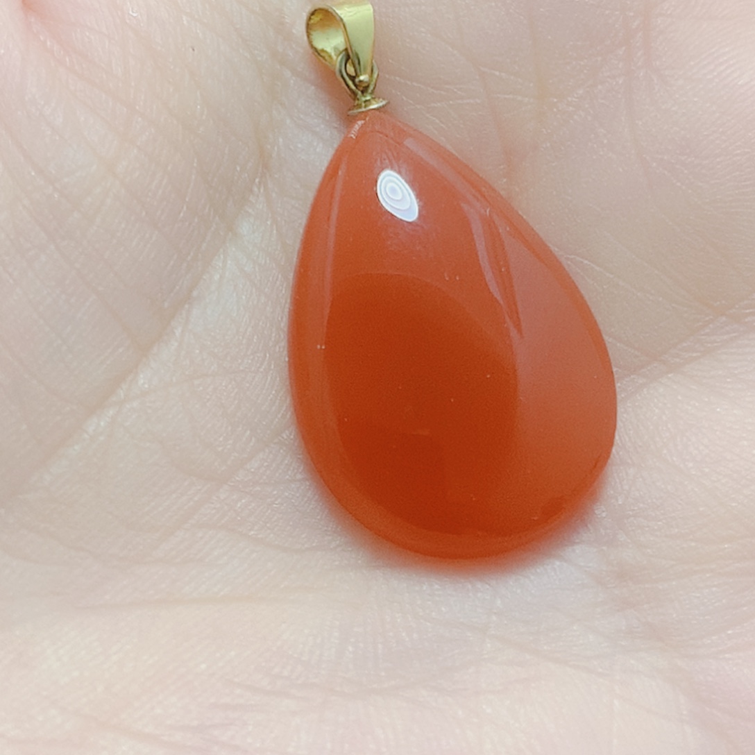 南红玛瑙银S925镶嵌吊坠(不含链)