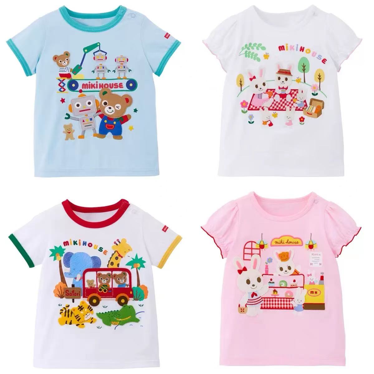 儿童动物夏季女短袖T恤男孩上衣女宝洋气四色短袖