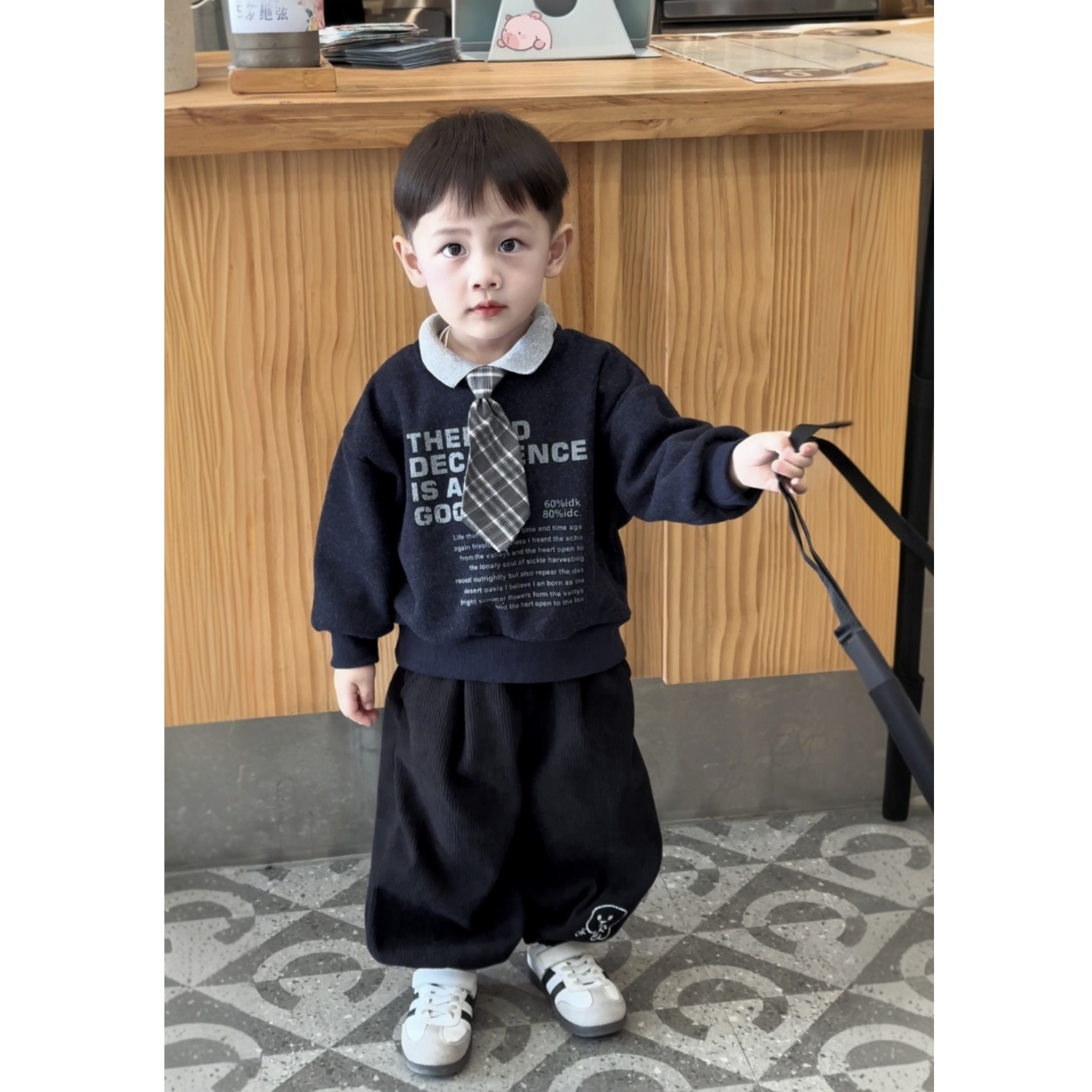 2025年秋冬新款韩系套装儿童宝宝潮流时尚加绒两件套TT