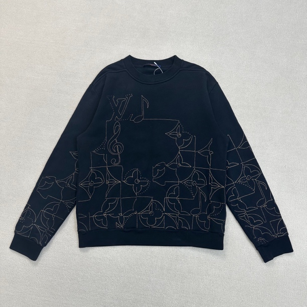 99新 LouisVuitton/路易威登 音符刺绣logo圆领卫衣/L码/WL1018