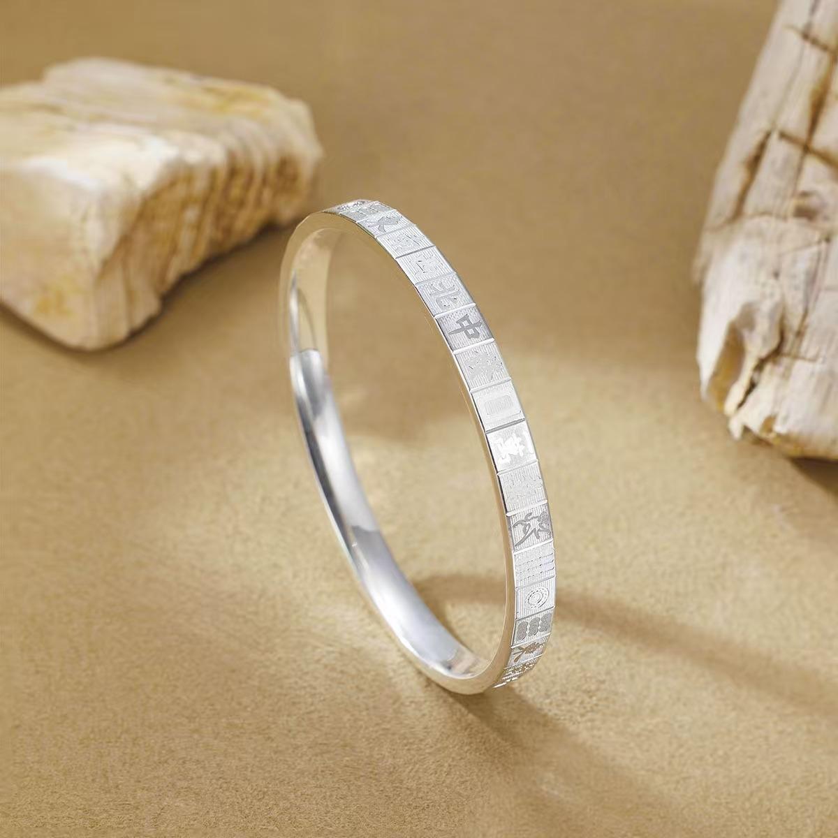 足银珐琅手镯 十三幺麻将手镯情侣百搭时尚