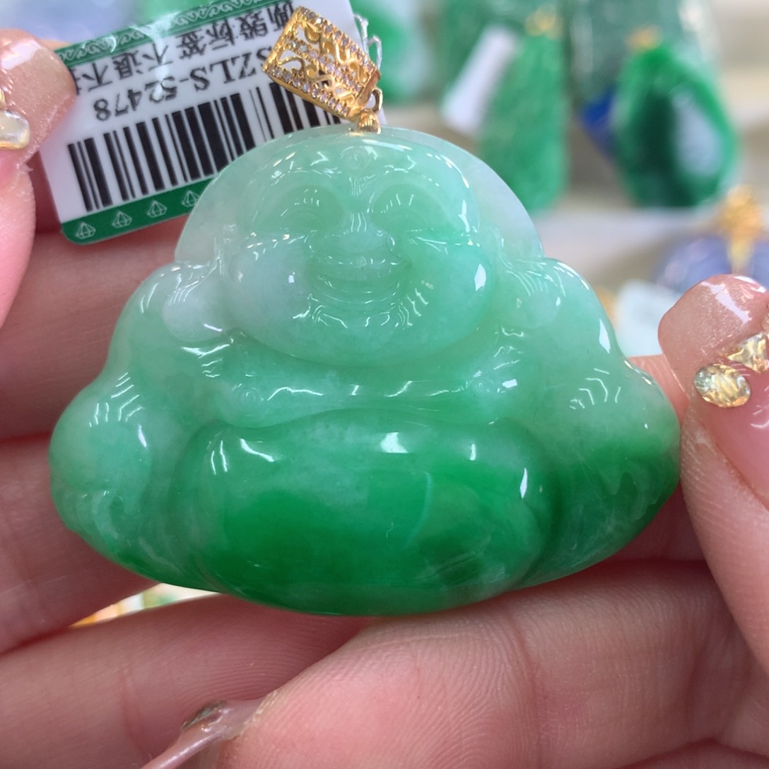 翡翠吊坠(不含链)18K金镶嵌