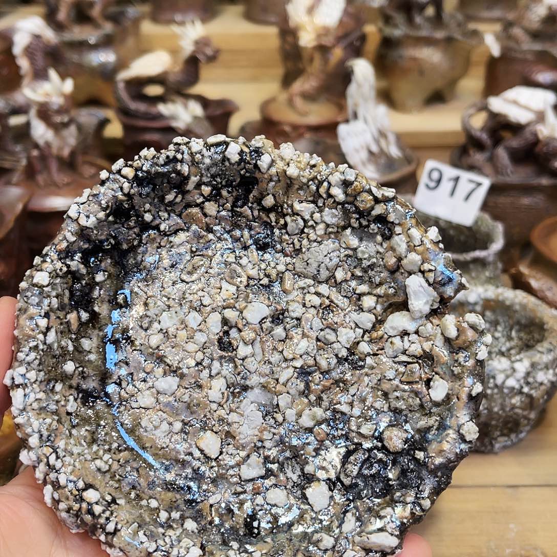 瓶柴烧石头手捏壶承微瑕