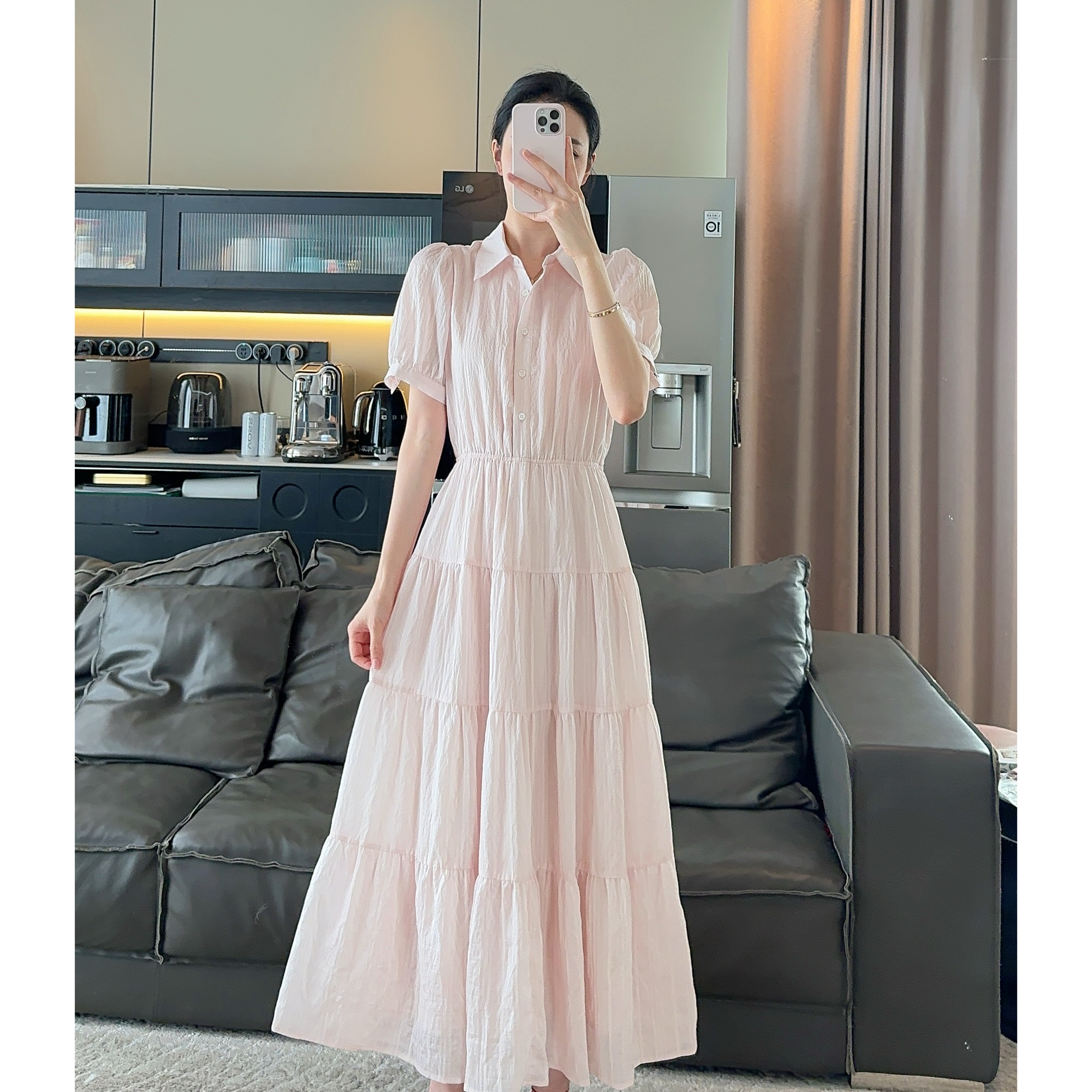 Zwinnie/詹维尼【粉色天丝衬衫裙】优雅气质款连衣裙 GZC202532