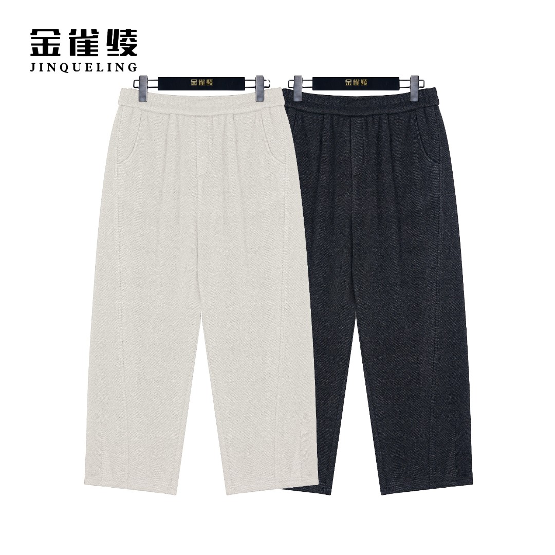 金雀绫【镰刀裤】时尚加绒款百搭设计师加宽加大休闲裤SZ4K28