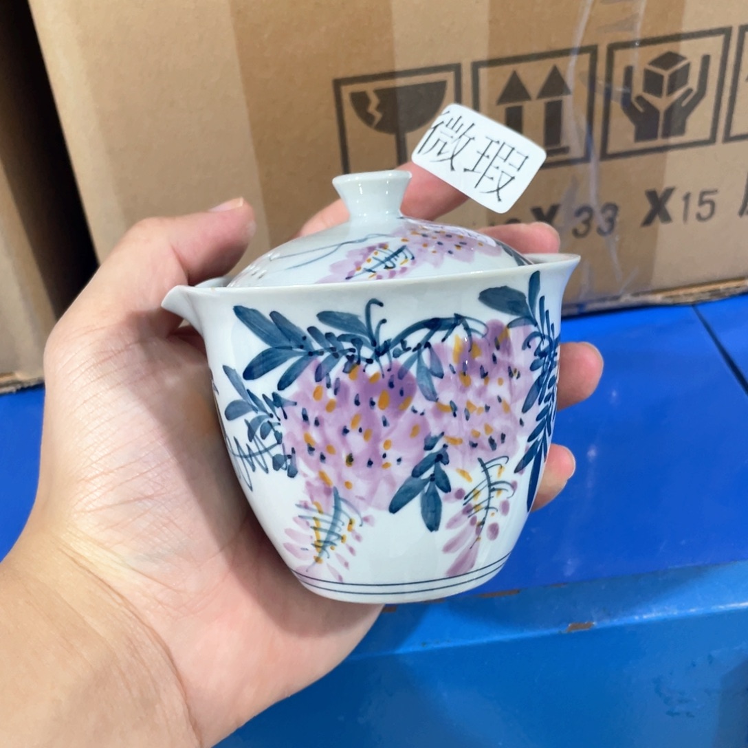 釉下手绘茶具微瑕