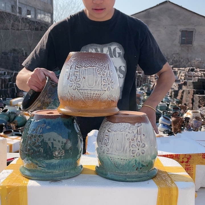 宜兴紫砂粗陶花盆