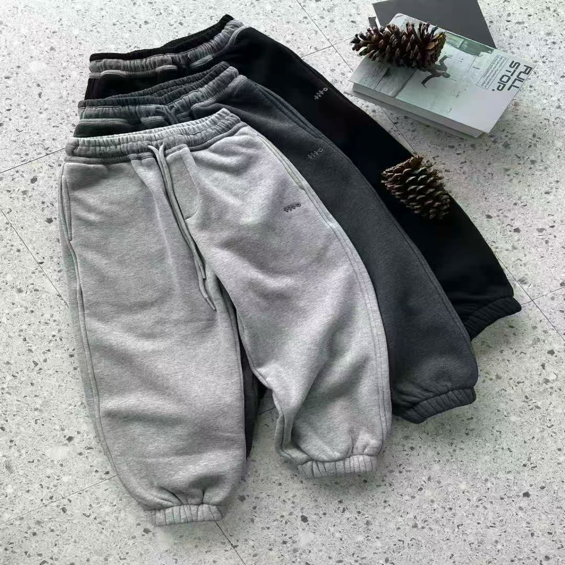 亲子装加绒收口运动裤秋冬新款青少年男女中大童9381