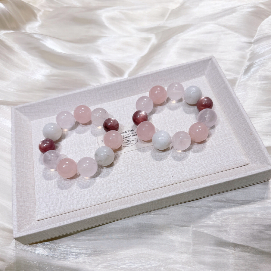 【玫瑰庄园】天然粉水雪花幽灵手串设计款颜色微差多样性发其一