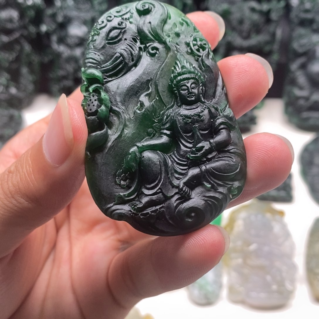 定制翡翠未镶嵌小*圆普贤