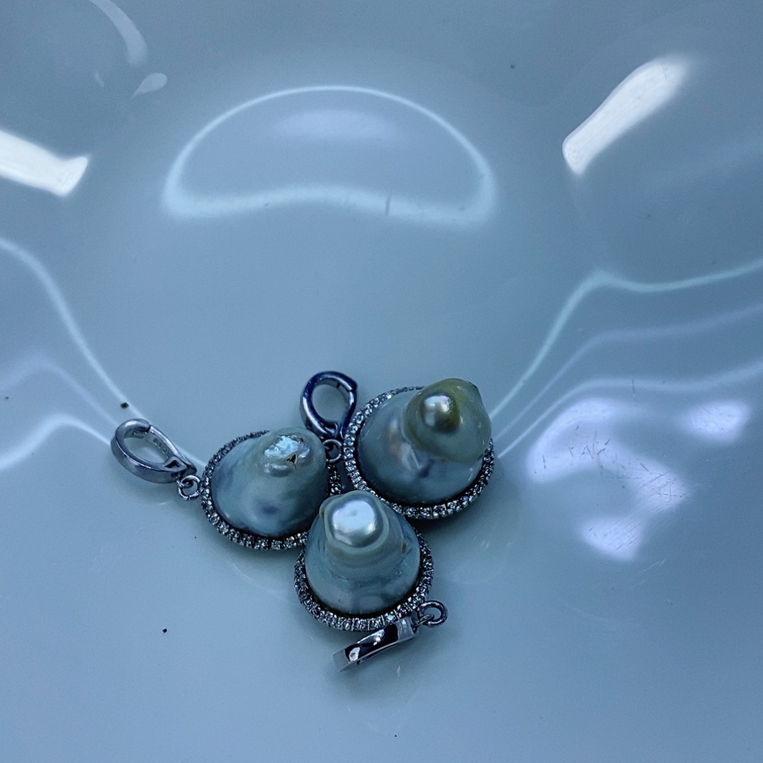 海水珍珠颈饰银S925镶嵌多样性发1