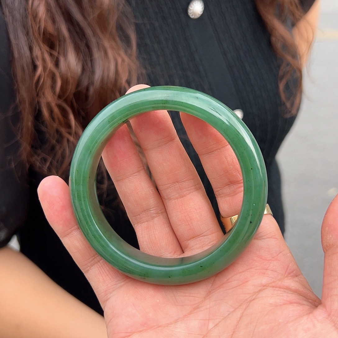 和田玉（碧玉）手镯未镶嵌老坑种碧玉豪华巨漏大宽版