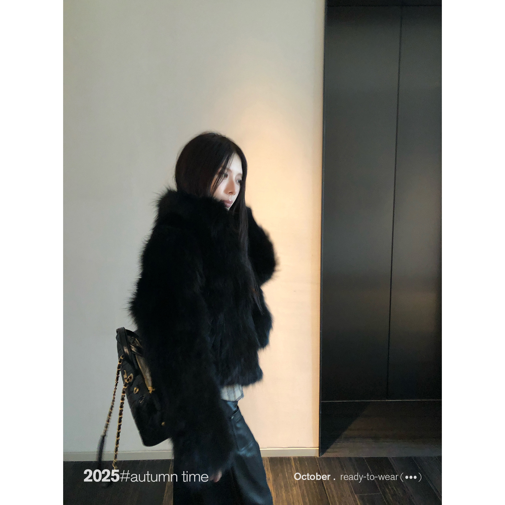 SUNONEONE 羊皮革短款皮毛一体皮草外套女冬季宽松上衣H1527W