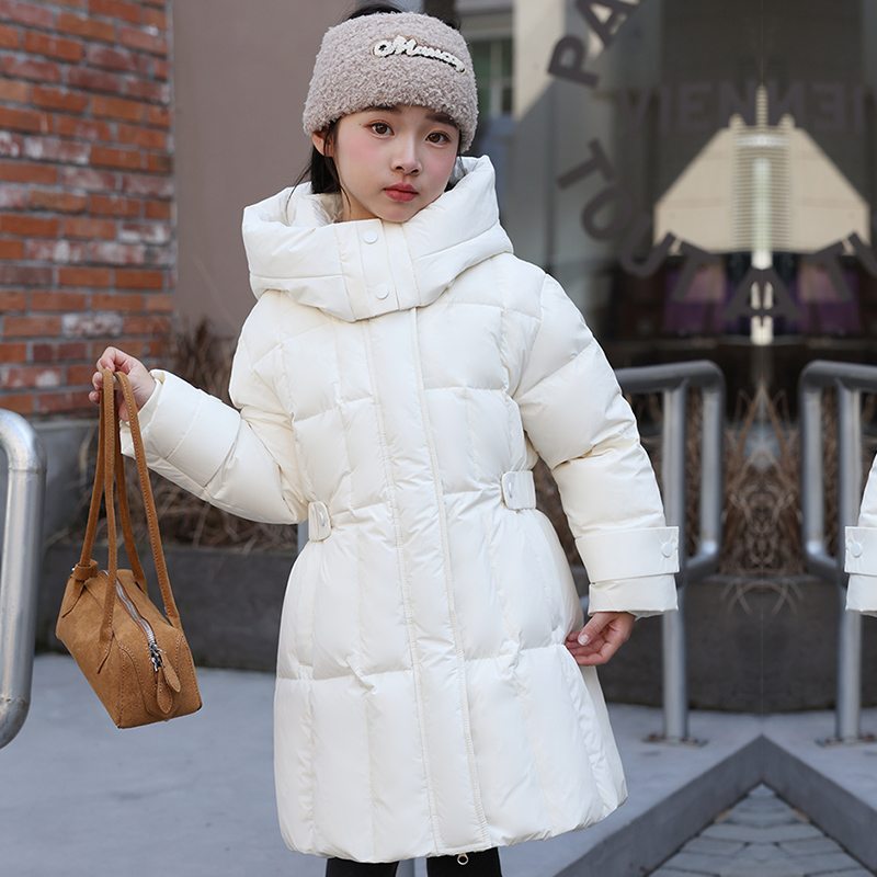 羽绒服女童女过膝中长款冬季拉链女秋冬中长款厚款儿童羽绒服