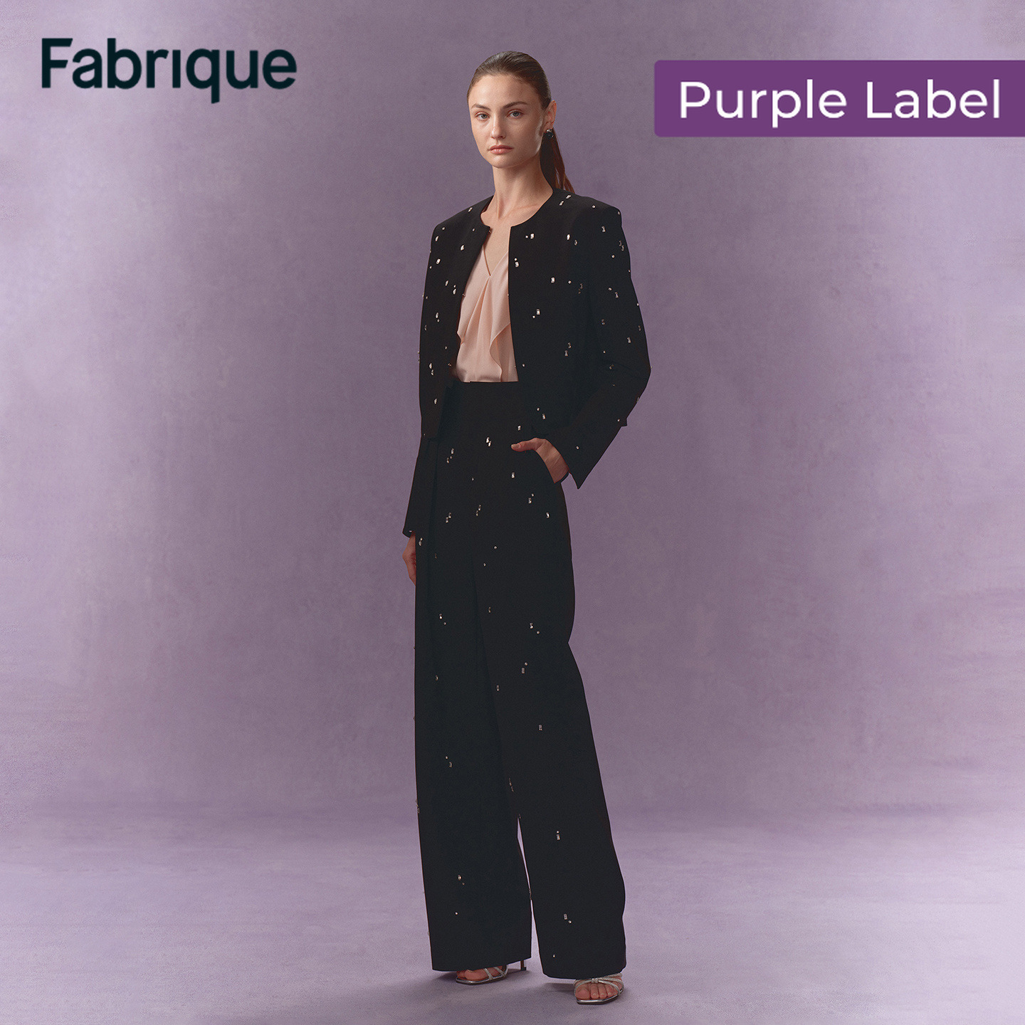 Fabrique Aquila 【紫标】手工钉钻绵羊毛立体剪裁圆领短款西装外套