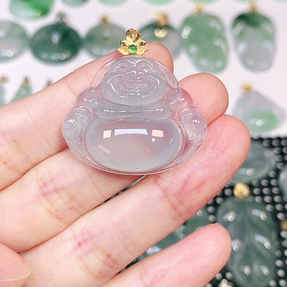 翡翠18K金镶嵌吊坠(不含链)