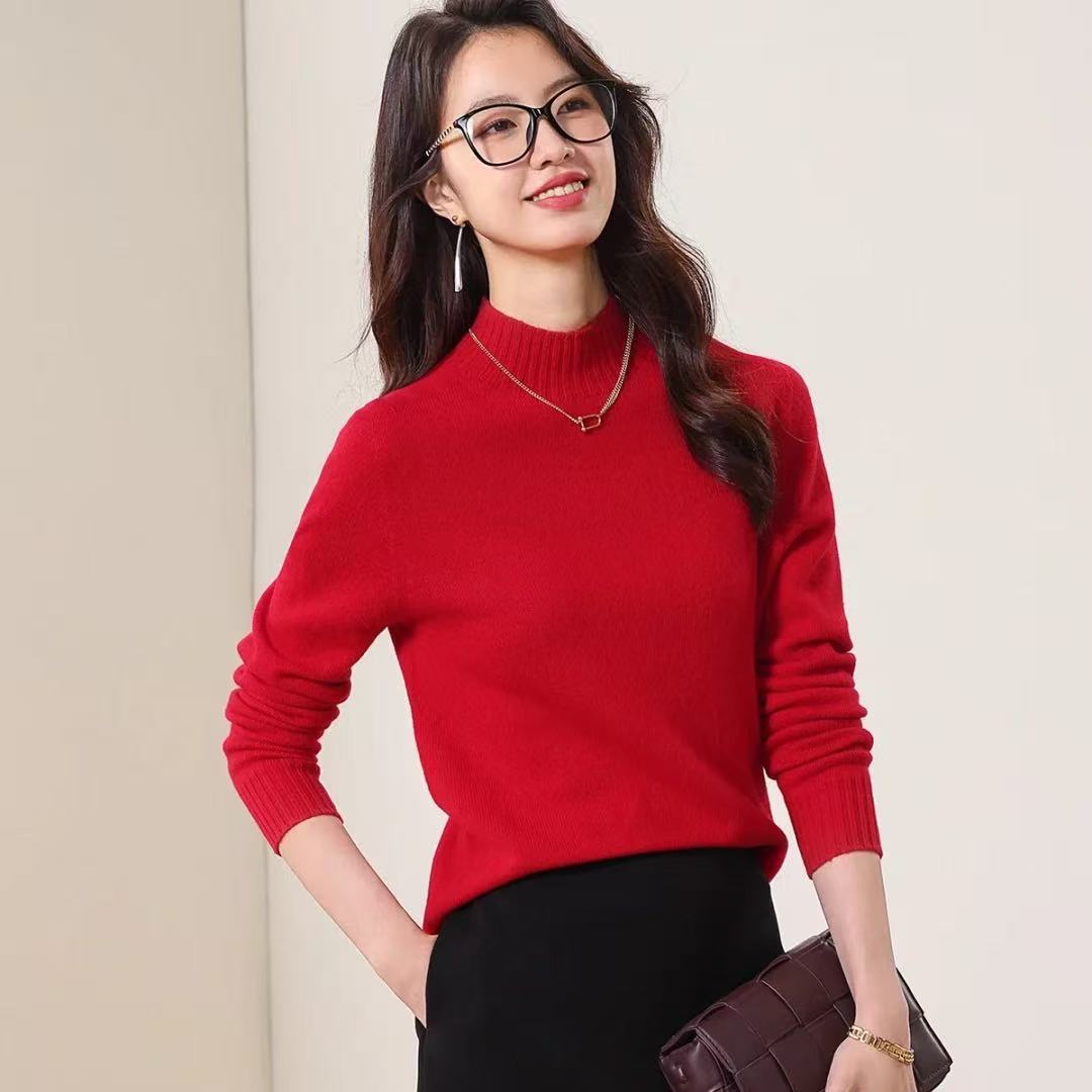 依家——8901【100%绵羊毛】一线成衣冬季保暖中领打底衫女士上衣