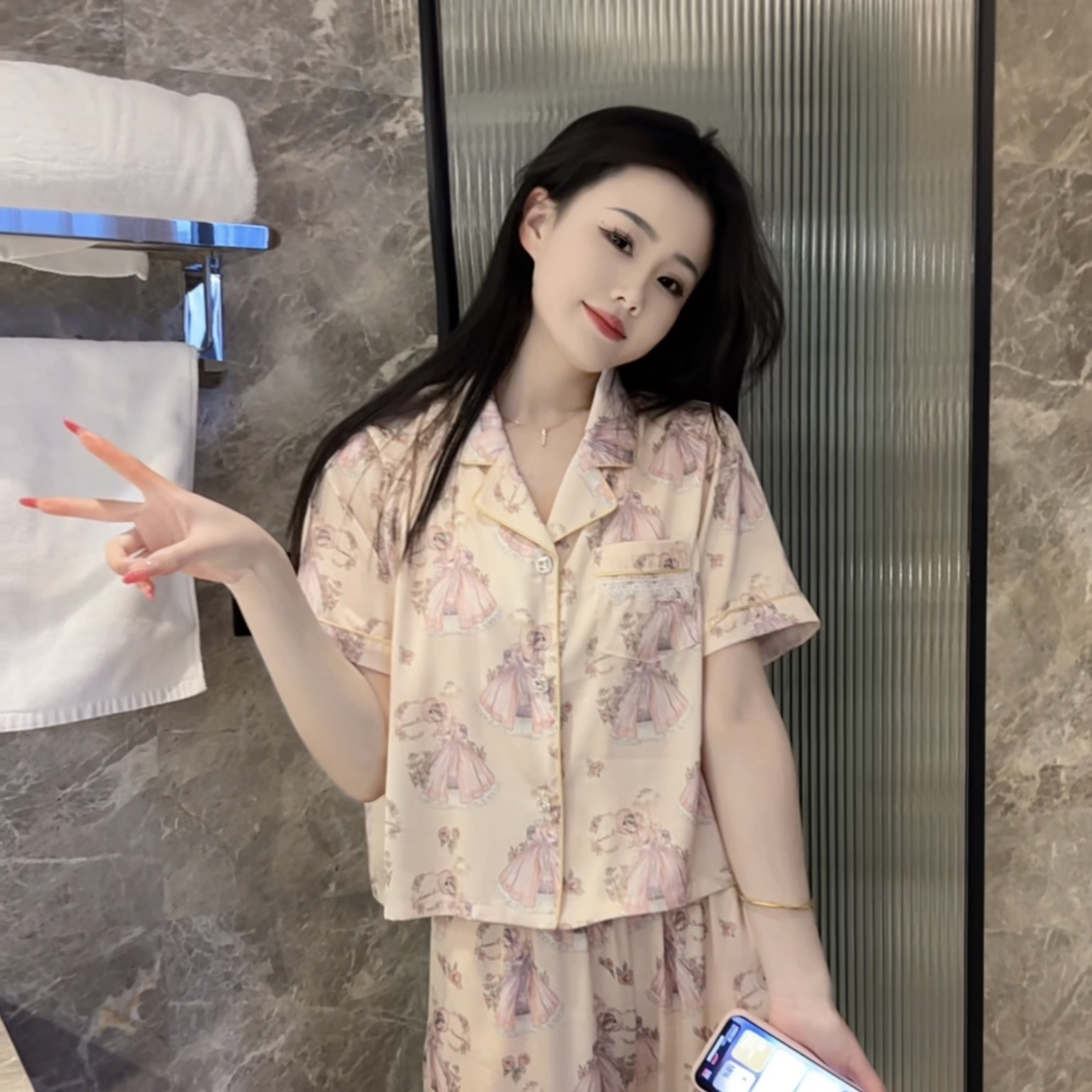 （短茶）夏季气质高级感休闲睡衣女短袖套装家居服可外穿显瘦温柔