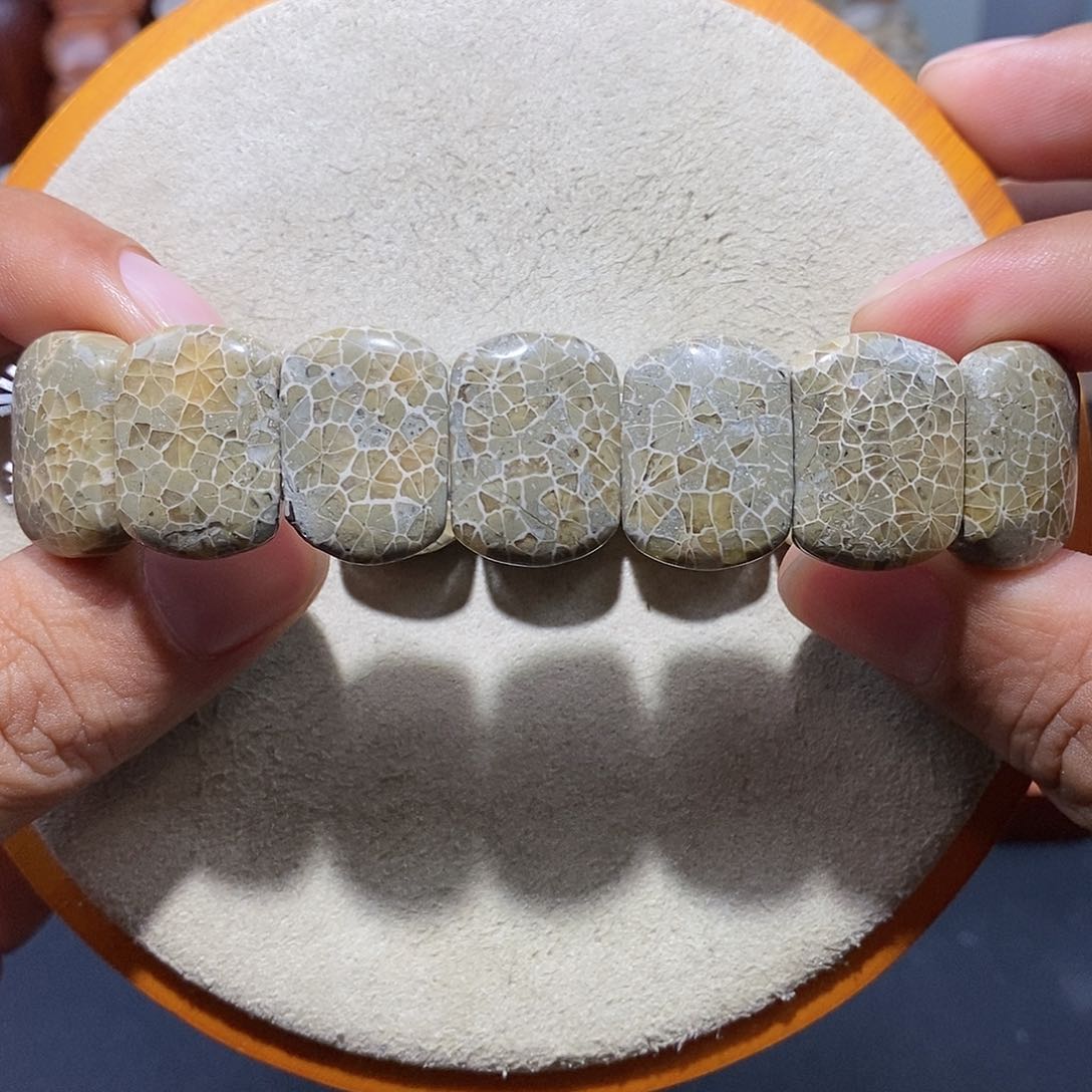 硅化珊瑚（珊瑚玉）手串未镶嵌绿色万花筒7