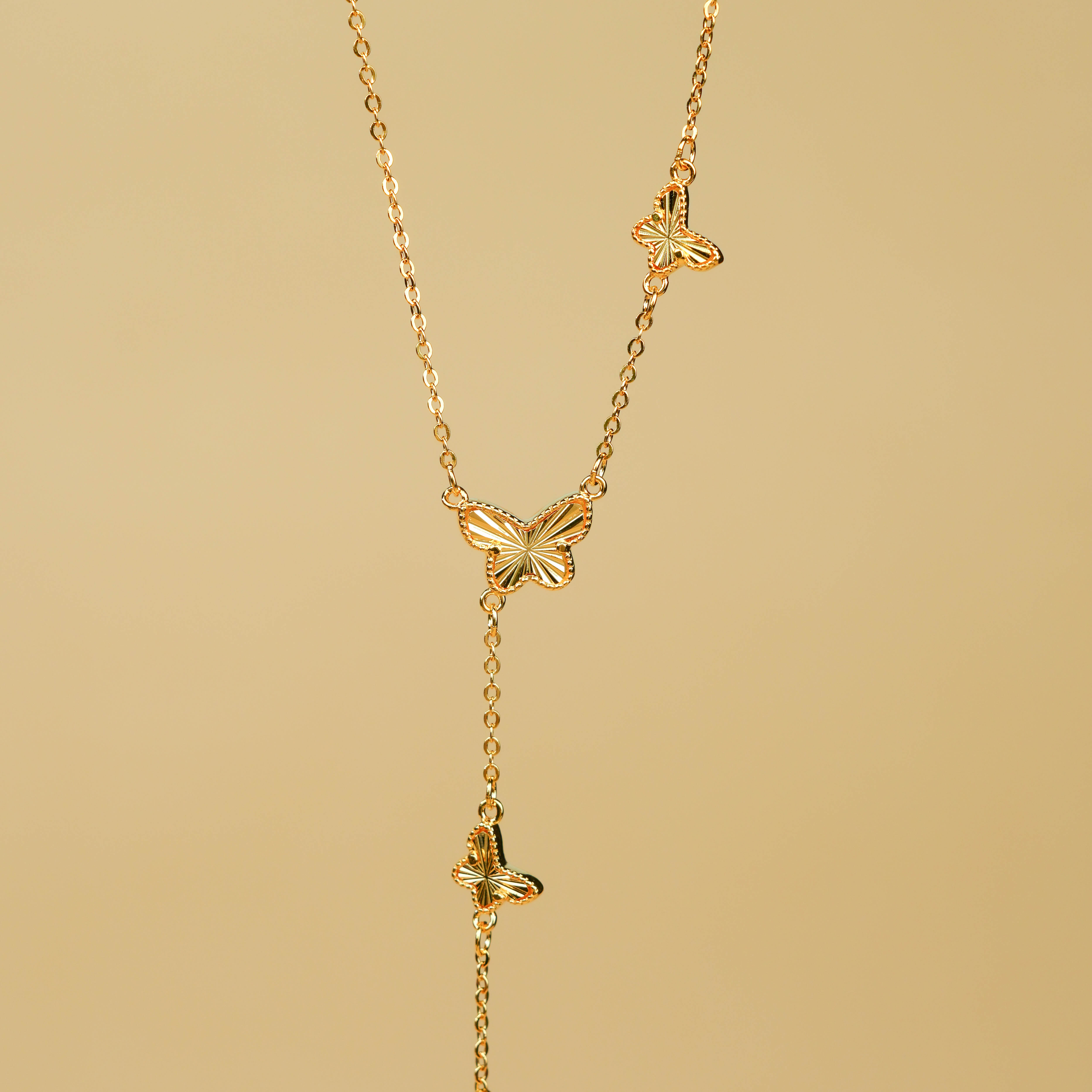 坠链均足银 足银三只蝴蝶套链清新潮流时尚