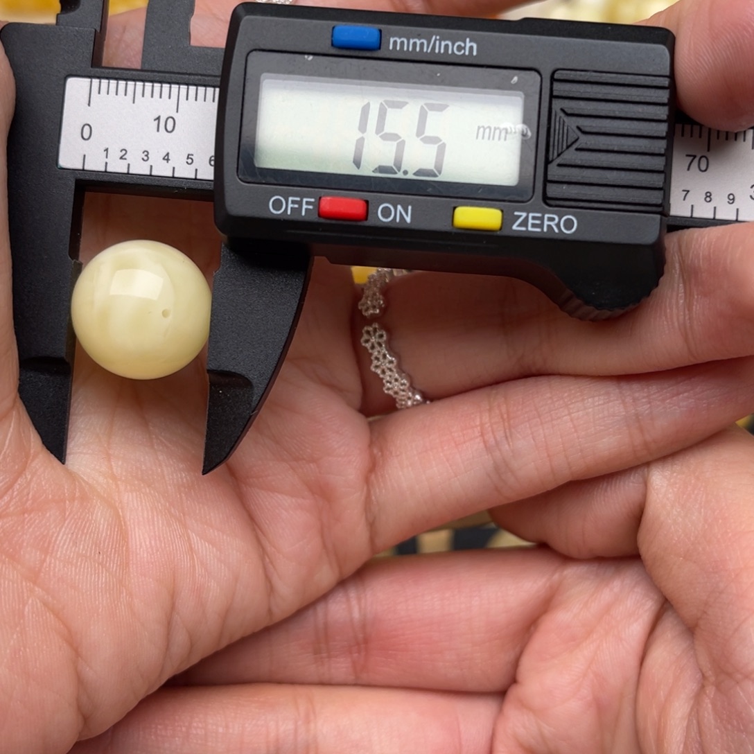 琥珀未镶嵌裸石蜜蜡圆珠微瑕静