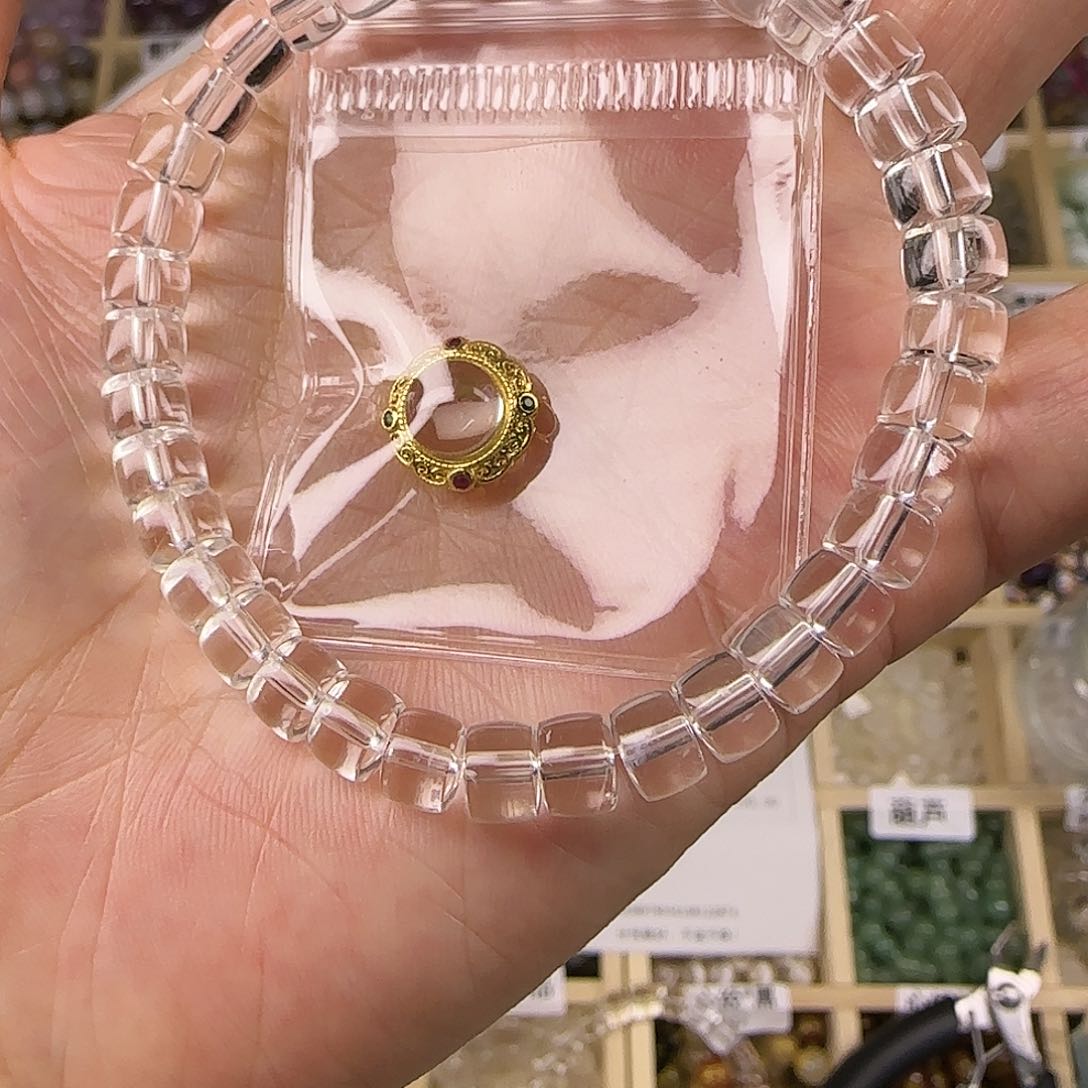 琥珀手链未镶嵌直切白水6