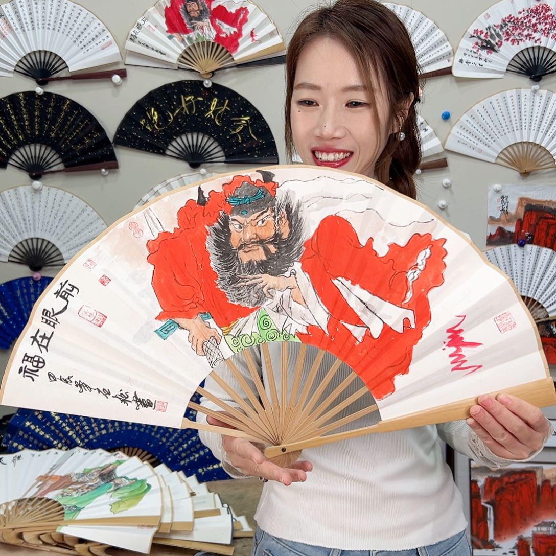 书法十寸玉竹-文玩扇-手写-粘好发出