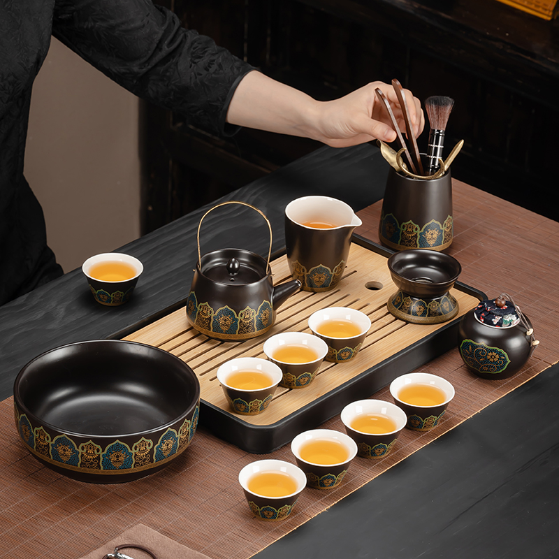 古韵功夫茶具套装家用客厅陶瓷茶壶盖碗茶杯全套办公室高档泡茶器