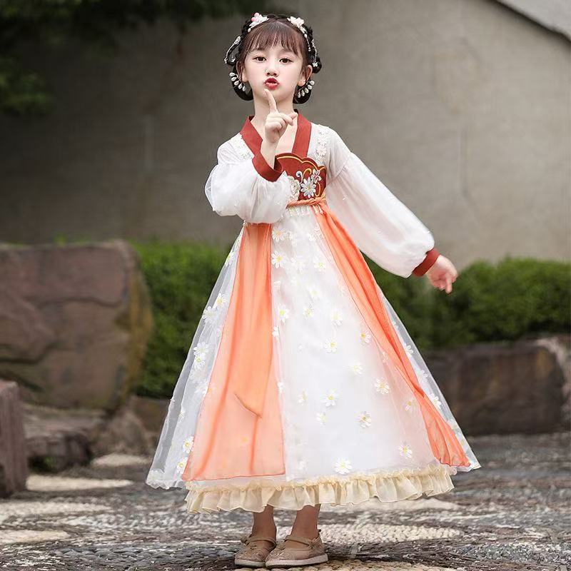 儿童汉服连衣裙小雏菊有长袖有短袖随机发库存货默认瑕疵不退换