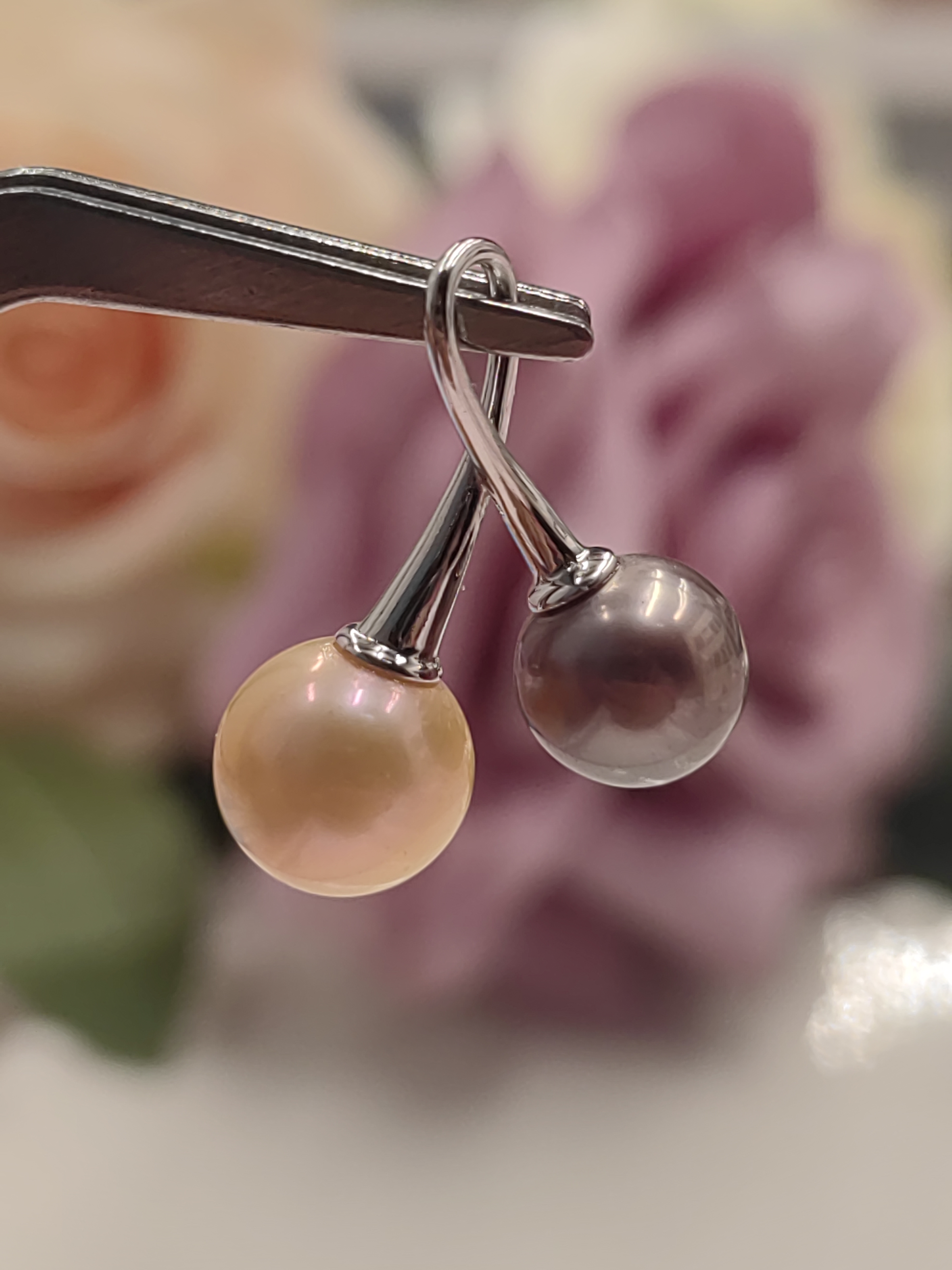 【二姐专属】淡水中国红紫珠珍珠双珠吊坠 S925银 9-10mm