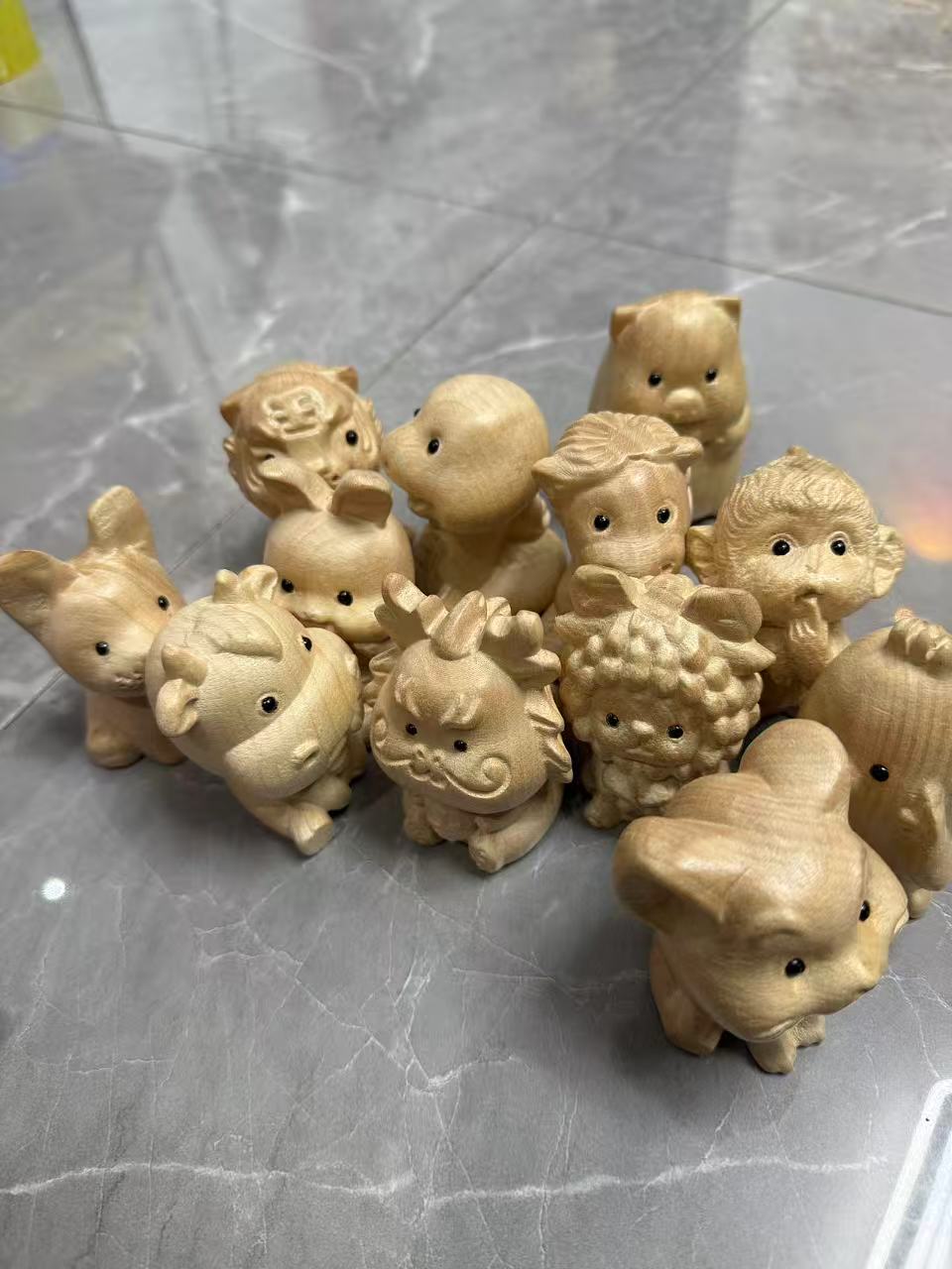 桃木雕十二生肖手把件摆件手玩好物
