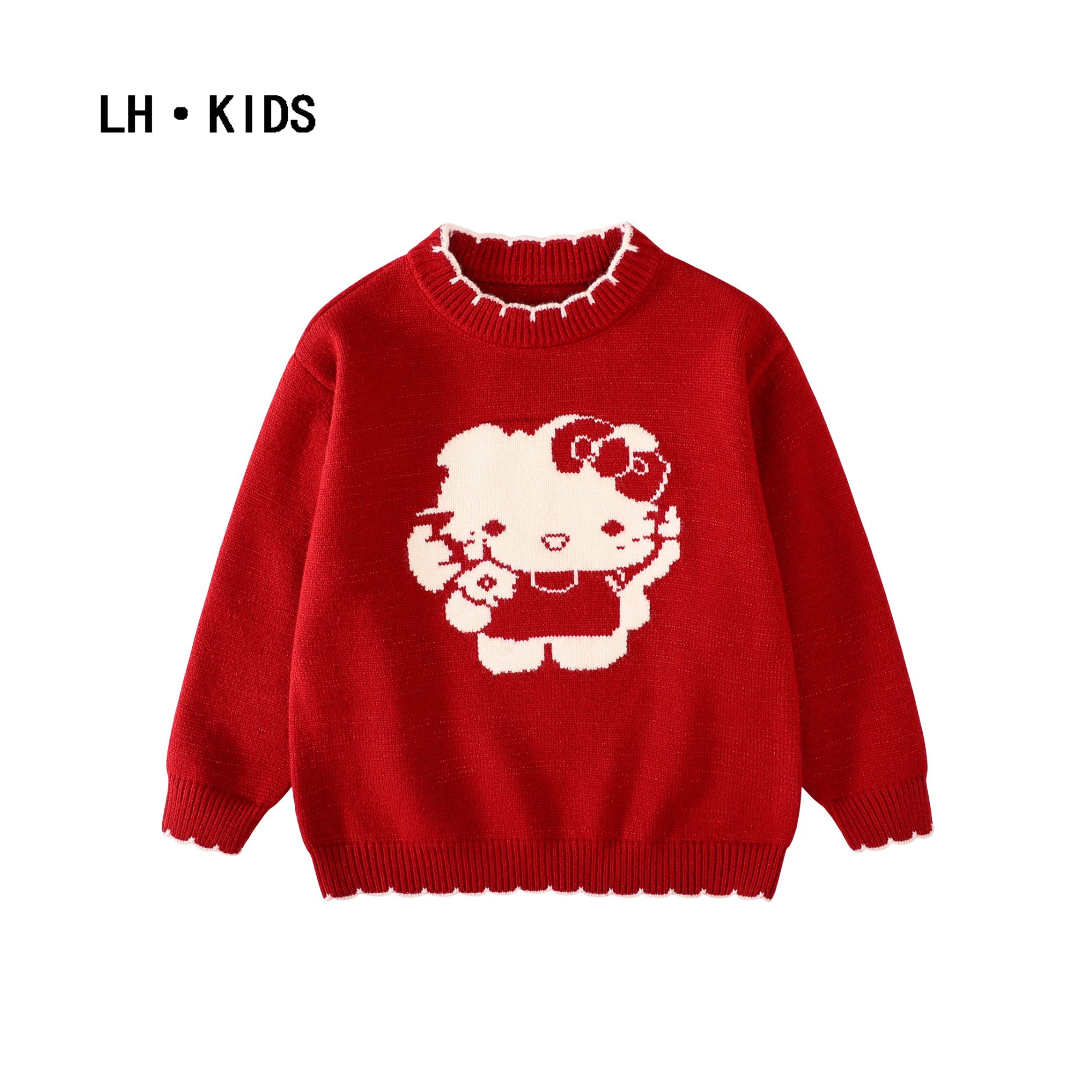 【新年款】女童红色毛衣冬季2026新款女宝宝洋气加厚针织衫打底衫
