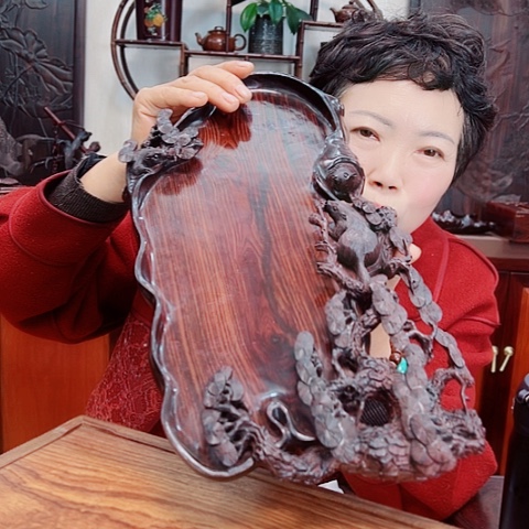 微凹黄檀（南美大红酸枝）硕果累累果盘