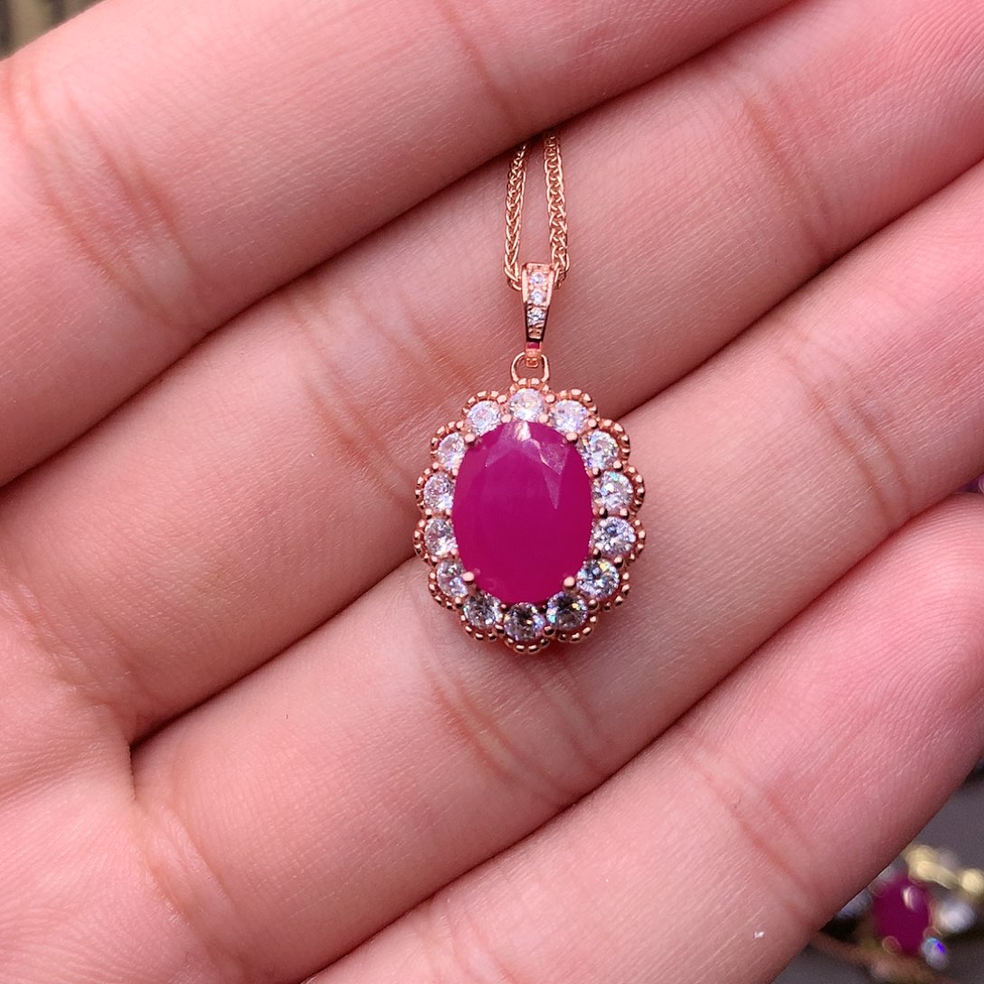 红宝石颈饰银S925镶嵌陈*师