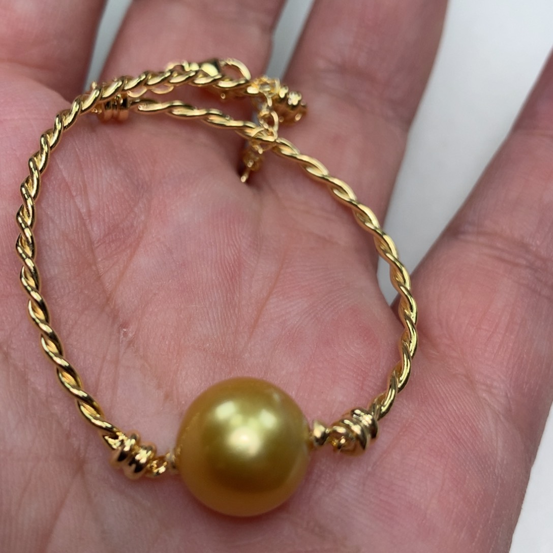 海水珍珠手镯银S925镶嵌