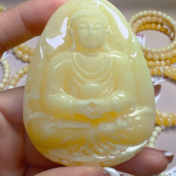 未镶嵌吊坠(不含链)琥珀大日如来高度64➕