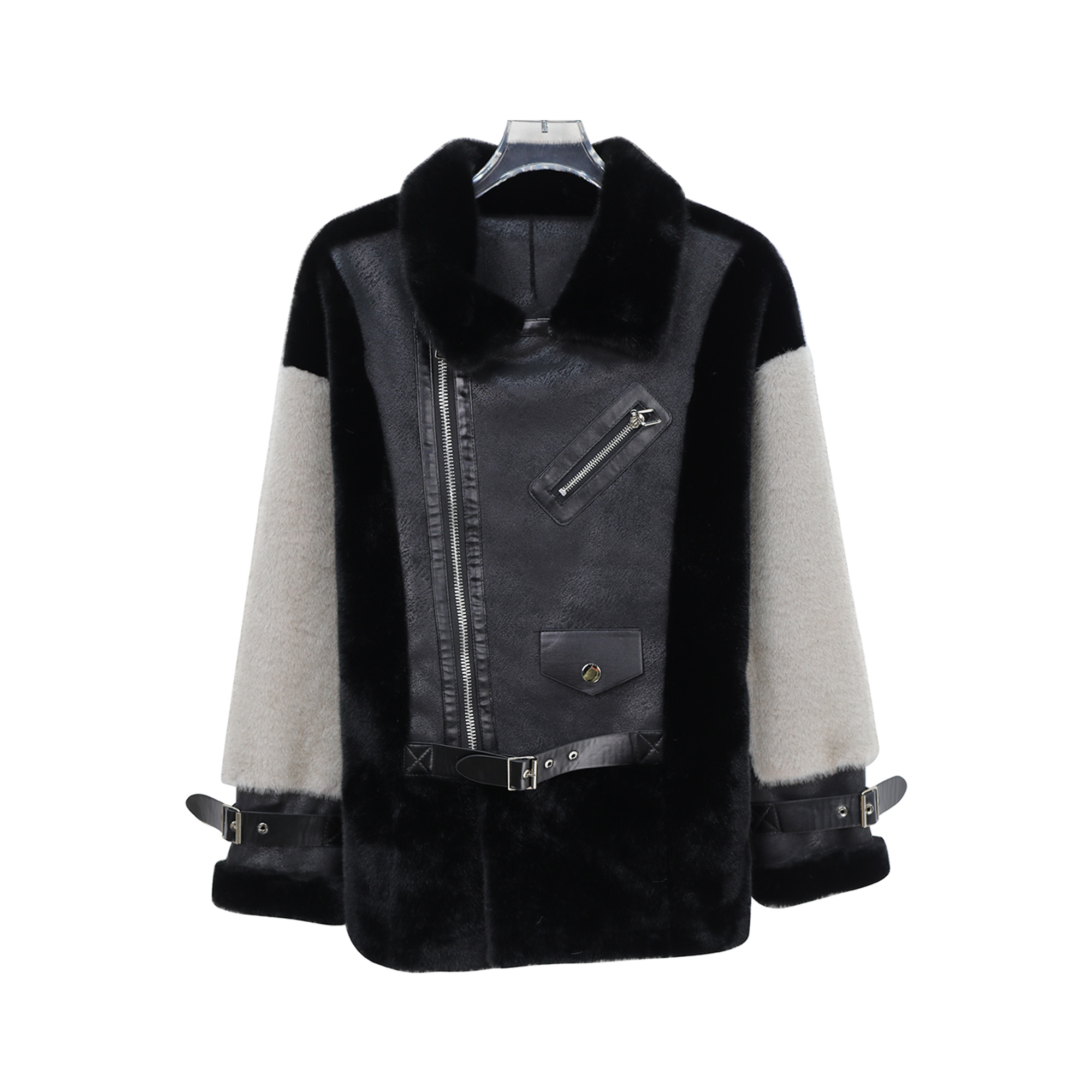 S秋冬撞色设计感气质宽松工装风时尚外套X3036